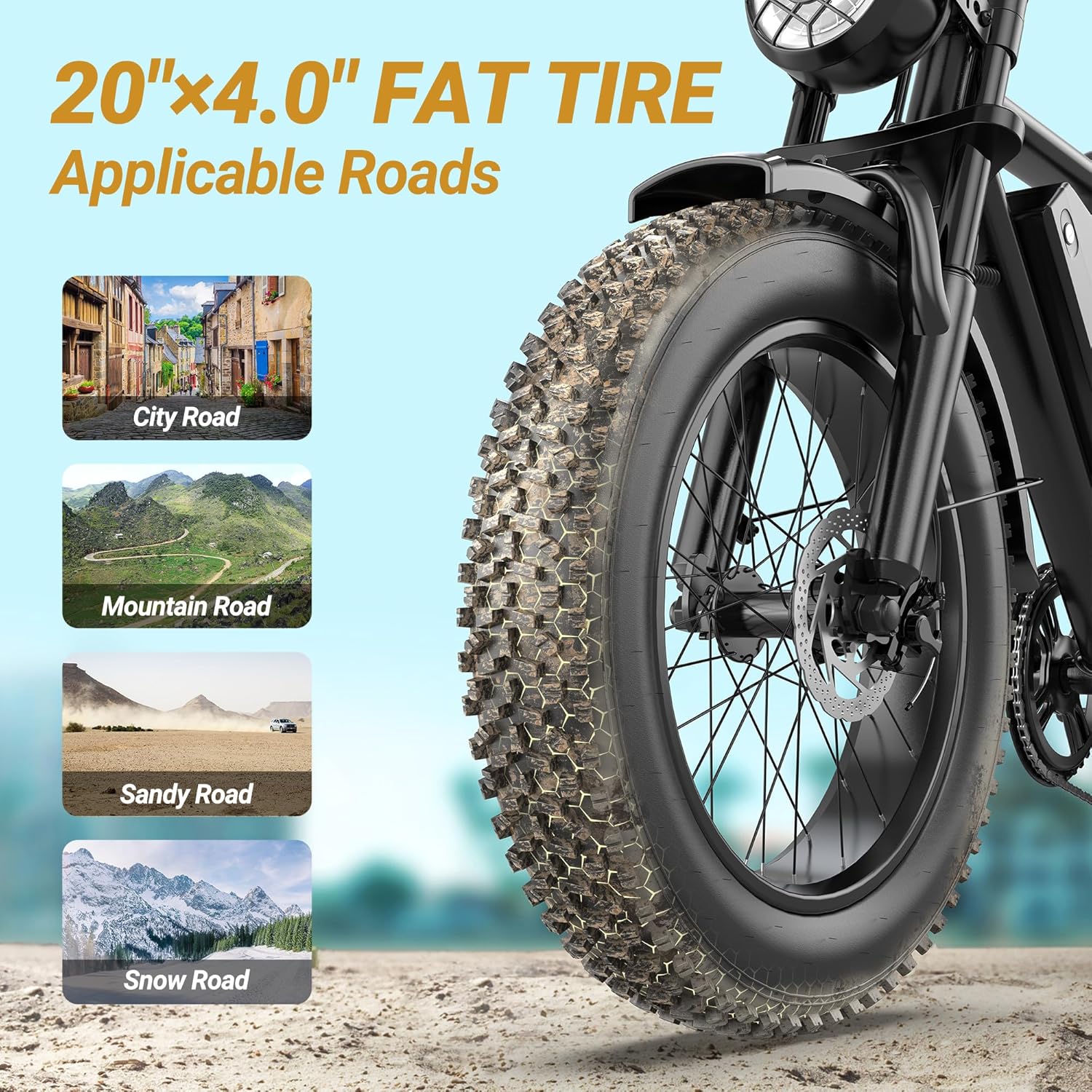 Electric ebike | Full Suspension | 31MPH Top Speed | Range 40-70 Miles | 48V 960Wh Removable Battery | LED Headlights | 20-Inch All-Terrain Fat Tires | UL 2849 Certified ebike